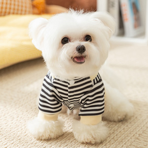 Combinaison à rayures pour animaux de compagnie, sweat à capuche en polaire pour chiens de petite et moyenne taille, vêtements chauds pour l'automne et l'hiver - Product Image 2