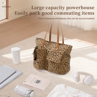 Nouveau sac fourre-tout en velours côtelé grande capacité pour femme, sac à bandoulière vintage, sac à main pour ordinateur portable, sac de shopping avec poches extérieures pour le travail et les voyages