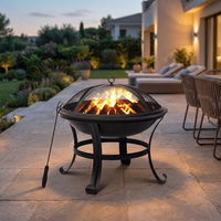 Table de foyer extérieur moderne au charbon de bois en acier Corten thermolaqué, portable et autoportante pour patio, jardin, camping et fêtes