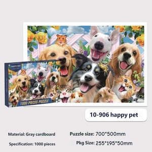 Puzzles en papier personnalisés en gros, 1000 pièces, collages amusants d'animaux (chien, chat, lapin), jouets éducatifs, jeux de société en boîte - Product Image 1