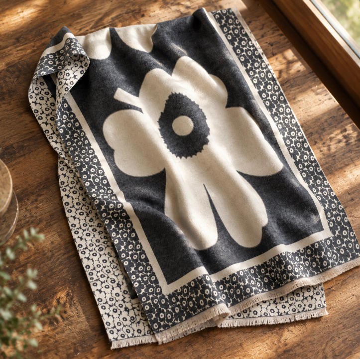 Women Reversible Imitation Cashmere Scarf Caramel Solid Color Geometric ...