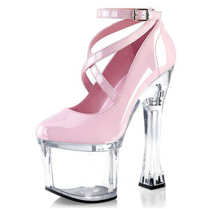 Eleganti Tacchi Alti da <span class=keywords><strong>Donna</strong></span> con Tacco Spesso 18 <span class=keywords><strong>cm</strong></span>, Scarpe Sexy da Cerimonia e Club, Punta Tonda, Tacco Sottile Nero - Product Image 5
