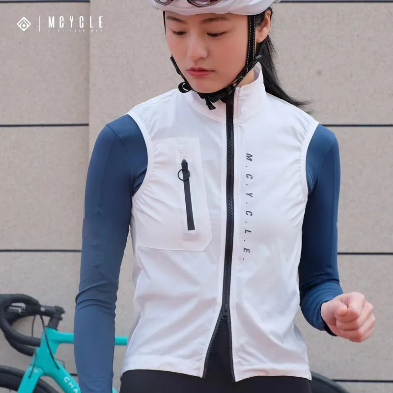 Mcycle Lightweight Composite Cycling Vest Windproof Breathable Biking Clothing Two Way zipper Sleeveless Cycling Bike Gilet