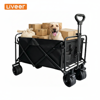 Chariot pliable compact industriel professionnel noir avec une zone de chargement de 48 cm de profondeur pour le shopping, le stockage et les outils, personnalisable OEM