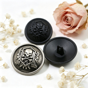 Botones Redondos con Relieve 3D de Calavera Plateados en Negro Estilo Antiguo, Botones con Vástago para Abrigos, Jeans y Accesorios de Ropa - Product Image 4