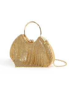 Bolso de fiesta portátil con flecos de diamantes y pedrería brillante, estilo europeo y americano, para mujer, ideal para discotecas, cenas y eventos. - Product Image 3