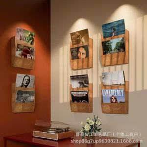 Wooden <b>wall</b>-mounted CD rack for bedroom and living room, decorative <b>vinyl</b> record storage rack made of solid wood. - Product Image 1