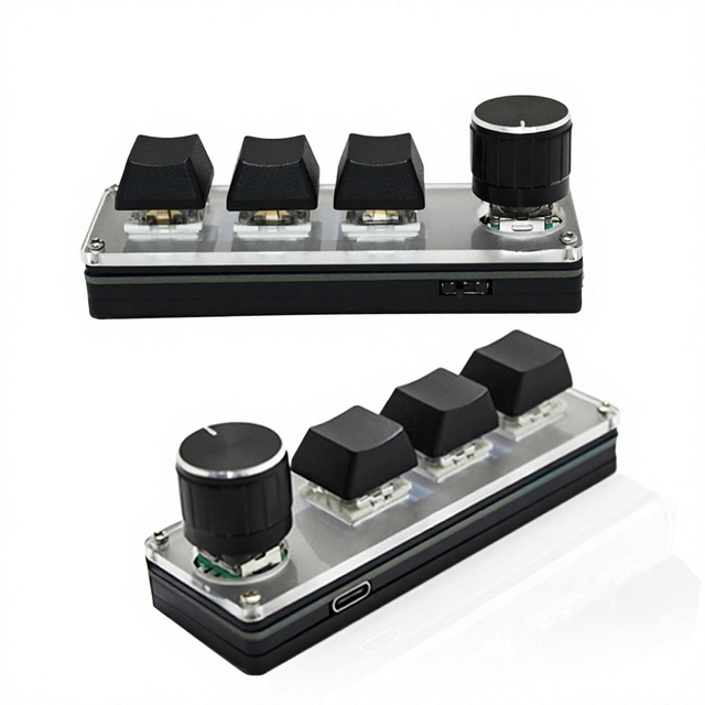 3-Key Wireless Custom Macro Keyboard 2.4G  USB Dual Mode Hot-Swappable Keys Mini Keypad for 3 Application Scenarios