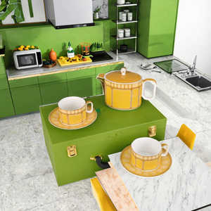 Service à café en porcelaine fine, écologique, luxe européen, 5 pièces, coffret cadeau, pour mariage, hôtel, usage domestique - Product Image 1