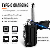 Briquet électrique à plasma double arc rétractable moderne rechargeable par USB Type C, étanche IP56, coupe-vent, écologique et portable