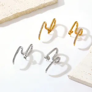2024 New Design Irregular U-Shaped Gold Color Earrings For Woman Zircon Earrings Fashion Jewelry Unusual Accessories Earring