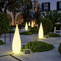 Grande lampe de sol LED cylindrique rechargeable, design goutte d'eau, alimentée par énergie solaire, pour éclairage extérieur de Noël