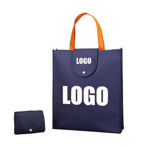 Sac de courses réutilisable et pliable personnalisé avec logo, faible MOQ, pour supermarché, sac fourre-tout non tissé avec pochette - Product Image 1