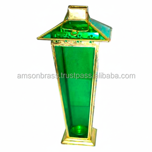 Candelabro Portavelas de Color Plateado Portavelas Venta Caliente Hermosa Vela de Pilar Verde Linterna Boda - Product Image 1