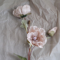 Fleurs artificielles en soie de 70 cm, motif pavot, pour décoration de mariage, table, mur, Noël, hôtel - Vente en gros