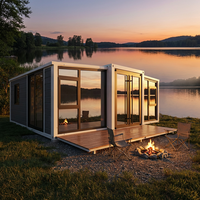 Maison conteneur hôtelière portable pliable et extensible de 40 pieds à double aile, résistante aux ouragans, design moderne, préfabriquée modulaire, meilleur prix, livraison rapide