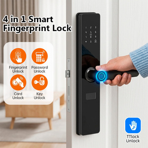 Serrure de porte intelligente KERUI TTLcok, universelle pour <span class=keywords><strong>la</strong></span> maison et l'hôtel, sécurité électronique, contrôle par application, empreinte digitale/mot de passe/clé/carte - Product Image 1
