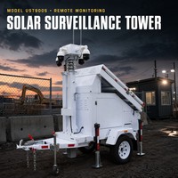 Remorque CCTV solaire mobile d'extérieur 7m, mât 5 sections, treuil manuel 1500W