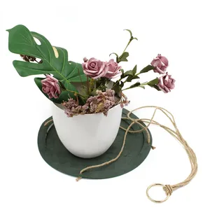 gantung pot tanaman kawat Suppliers-Dekorasi Dinding Gantungan Pot Kulit Bulat, Tempat Vas Bunga Tanaman Dalam Ruangan Luar Ruangan Gantungan Pot Bunga Kawat