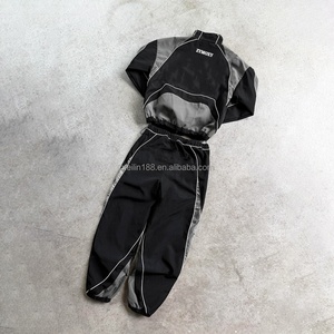Custom Men's Sports Tracksuit Oversized Nylon Jackets and Nylon <b>Pants</b> Set Jogging Suit Lightweight 3m Reflective Windbreaker Set - Product Image 1
