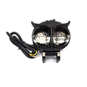 2024 lampe double couleur 12V-48V moto auxiliaire brouillard Led Spot lumière moto hibou projecteur avec faisceau de câblage