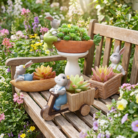 Roogo Original résine succulente créative Pot de fleur bureau bonsaï Arrangement plantes vertes mignon lapin Pot de fleur