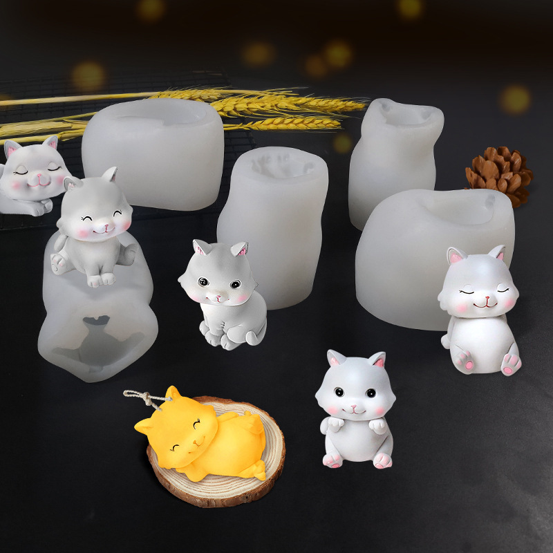 Moule Silicone 3D Chaton Adorable – Parfait Pour Bougies, Savons & Résine Époxy, Démoulage Facile Et Réutilisable