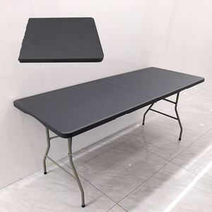 EN581 moderna retangular 180cm mesa de jantar leve plástico preto branco dobrável alça para a entrada do hotel ao ar livre - Product Image 3