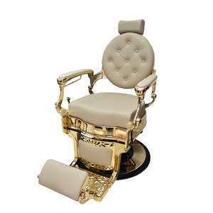 Silla de barbero beige hidráulica resistente moderna antigua al por mayor - Product Image 1