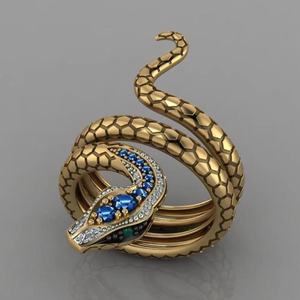 Guantang 2022 Anillos de Serpiente Retro Punk con Piedra CZ Azul, Nuevos Anillos de Serpiente Enrollados Punk para Fiesta, para Hombres y Mujeres - Product Image 1