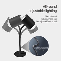 Lampe de table à projection USB DC réglable avec col de cygne flexible, projection LED d'ondulations d'eau, veilleuse à intensité variable