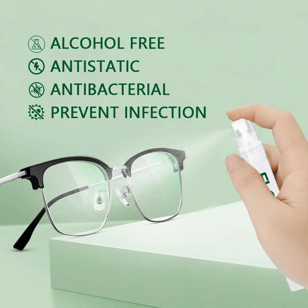 Doğal formülü gözlük Lens temizleyici kiti 10ml Lens temizleyici sprey şişe tüm lensler gözlük ve ekranlar için güvenli temiz