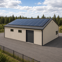 Almacén Prefabricado de Estructura de Acero con Techo de Paneles Solares, Techo a Dos Aguas Resistente a la Nieve, Garaje Metálico, Taller, Almacenamiento Personalizado