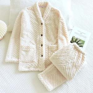 Conjunto de Pijamas de Invierno para Mujer, Grueso y Cálido, de Franela, Conjunto de Ropa de Casa para Parejas, Pijamas de Dos Piezas para Mujer - Product Image 5