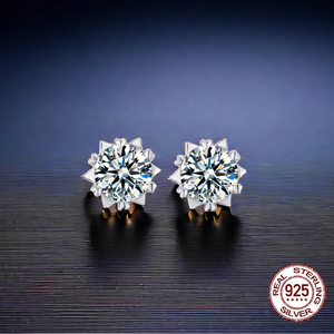 Dazzling 6mm Single Cubic Zircon <strong>Gem</strong> Stone Crystal Plated 925 Sterling Silver Needle Stud <strong>Earrings</strong> for Womens Gathering Jewelry - Product Image 4