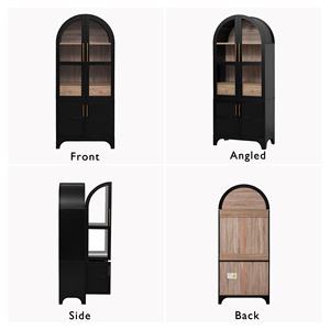 מטבח קשתי גבוהה מטבח ארון אחסון ארון בגדים פתוחים מתכווננת מדפים מוסתרים סגנון משק זכוכית ריהוט ביתי - Product Image 6