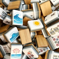 Ensemble de tuiles à textures en fibres naturelles, jeu de Mahjong en acrylique de qualité supérieure, jeu de divertissement décontracté pour 4 joueurs