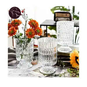 Klassieke Ronde Bloemen Vaas 4 Stijlen Transparante Bruiloft Decoratie Middelpunt Cilinder Helder Glas Vazen