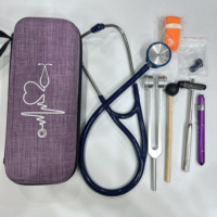 Kit de diagnostic médical manuel haut de gamme, stéthoscope à double tête en acier inoxydable, marteau réflexe, ensemble complet pour médecin, certifié CE, EVA