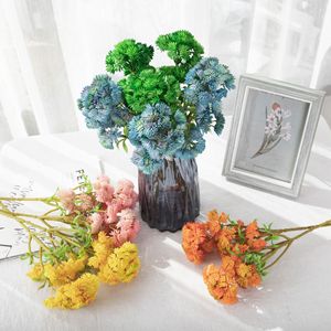 CallaFloral <b>Artificial</b> Cauliflower <b>Flower</b> 6-<b>Headed</b> PVC Soft Rubber Indoor Home Decoration Wedding Decor Yellow MW17680 - Product Image 1