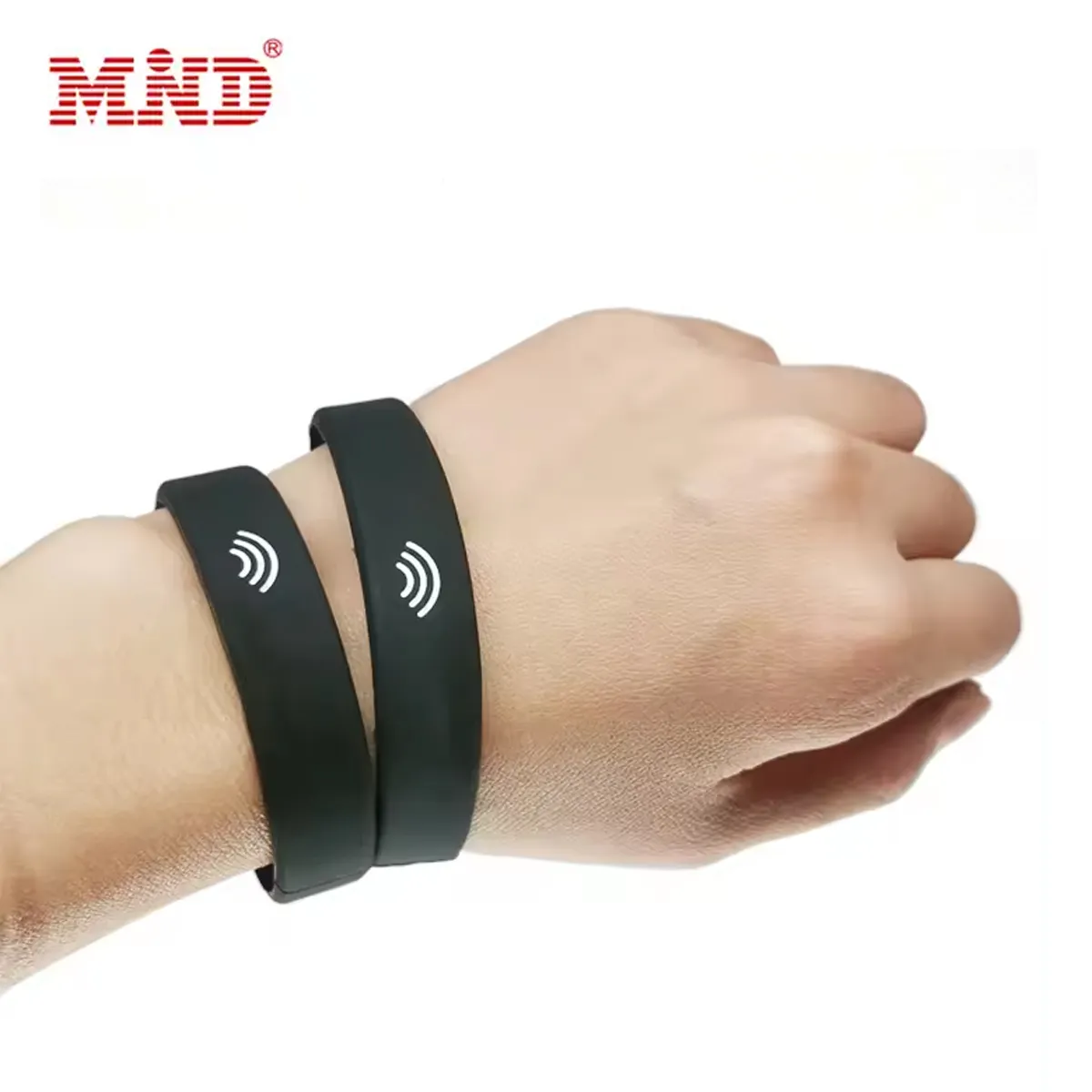 Pulsera de silicona deportiva inyectada con tinta personalizada, pulsera NFC programable de goma negra, pulsera para regalos promocionales