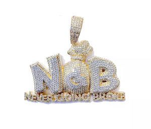 2023 baru modis Hip Hop pria kalung liontin es Bling kubik huruf zirkon dua nada berlapis perhiasan untuk pesta pernikahan - Product Image 1