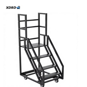 Échelle de sécurité à <span class=keywords><strong>4</strong></span> <span class=keywords><strong>marches</strong></span> roulante, échelle à <span class=keywords><strong>marches</strong></span> en métal robuste pour entrepôt avec roues verrouillables, capacité de charge élevée pour garage - Product Image 1
