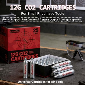 Bouteille <span class=keywords><strong>de</strong></span> gaz CO2 Greatwhip en gros, cartouche universelle CO2 12G pour <span class=keywords><strong>pistolet</strong></span>, outils pneumatiques, CO2 avec certification CE - Product Image 2