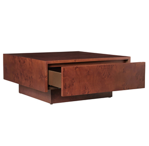 Indoor Home Modern Tea Table Mappa Burl Wood Center Square Living Room Coffee Home Decor Coffee Table With Storage Drawer - Product Image 3
