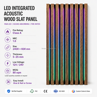 Panel Acústico LED de Pared, 12V 24V, Bajo Voltaje, Revestimiento Decorativo de Pared, Panel Acústico de Listones de Madera RGB para Interiores Comerciales