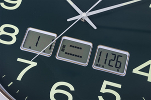 다기능 날짜 평일 온도 표시 벽 시계 - Product Image 3