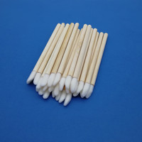 Applicateurs de gloss à lèvres en bambou de haute qualité, vente en gros, pinceaux à gloss écologiques avec embout floqué en nylon