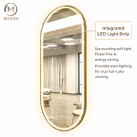 Miroir de salon mural professionnel moderne en acier inoxydable avec éclairage LED réglable, station de coiffure, mobilier de salon