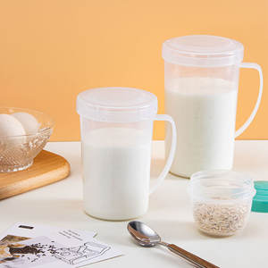 Milk Cup With <b>Lid</b> And Handle 500Ml <b>Microwaveable</b> Plastic Measuring Cup For Breakfast Minimalist Design - Product Image 2